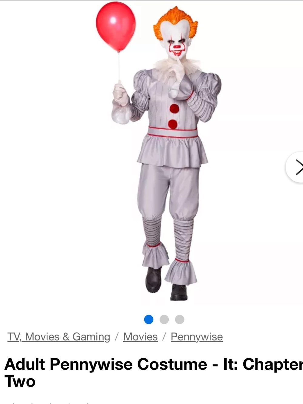 NWT Spirit Halloween Pennywise IT Chapter 2 Costume Adult Small-Teen